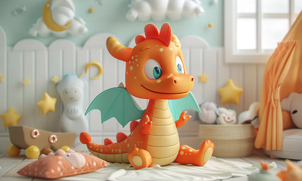 Kids room decor with toys and plants on shelves